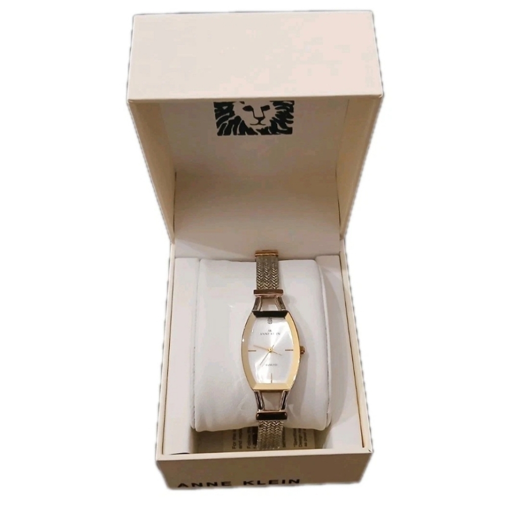 Anne Klein Gold-Tone Mesh Bracelet WatchVintage 90's Classic Diamond - Picture 3 of 12